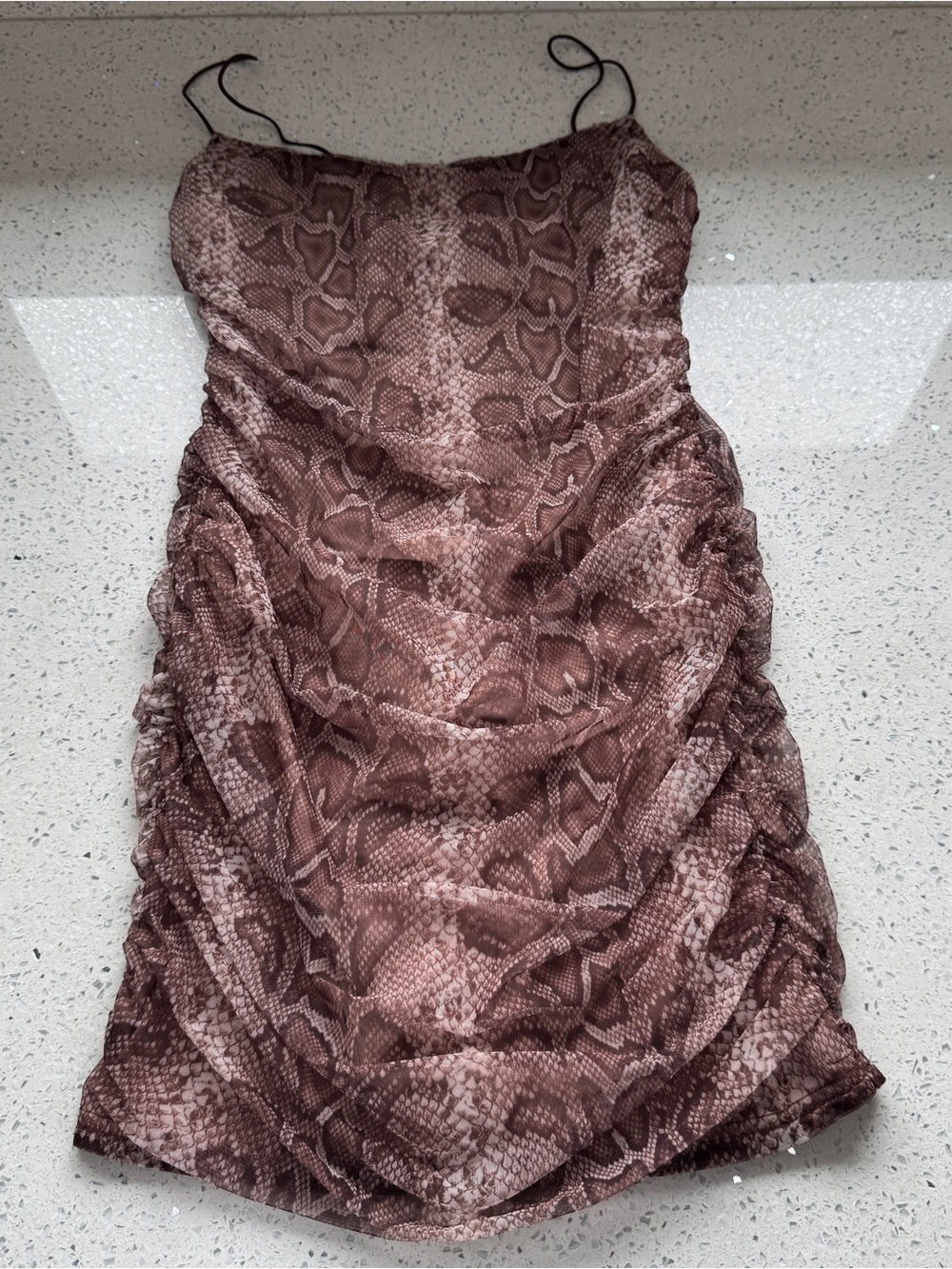 Hollywood Boutique Snake-Print Ruched Slip Dress